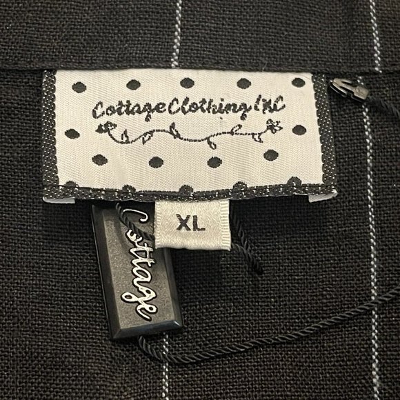 Cottage Clothing Black Stripe 100% Linen Popken Hem Button Up Shirt Size XL - Picture 7 of 10